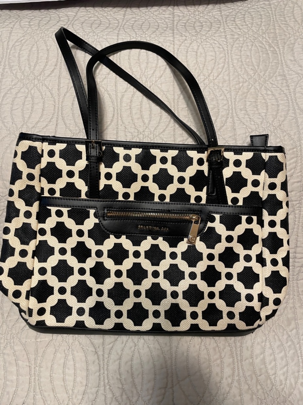 Spartina 449 Black and White Geometric Tote